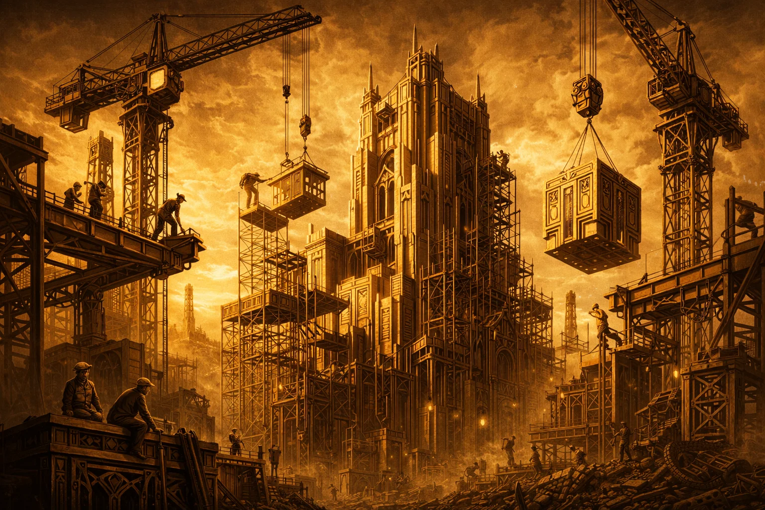 Art deco server room illustration