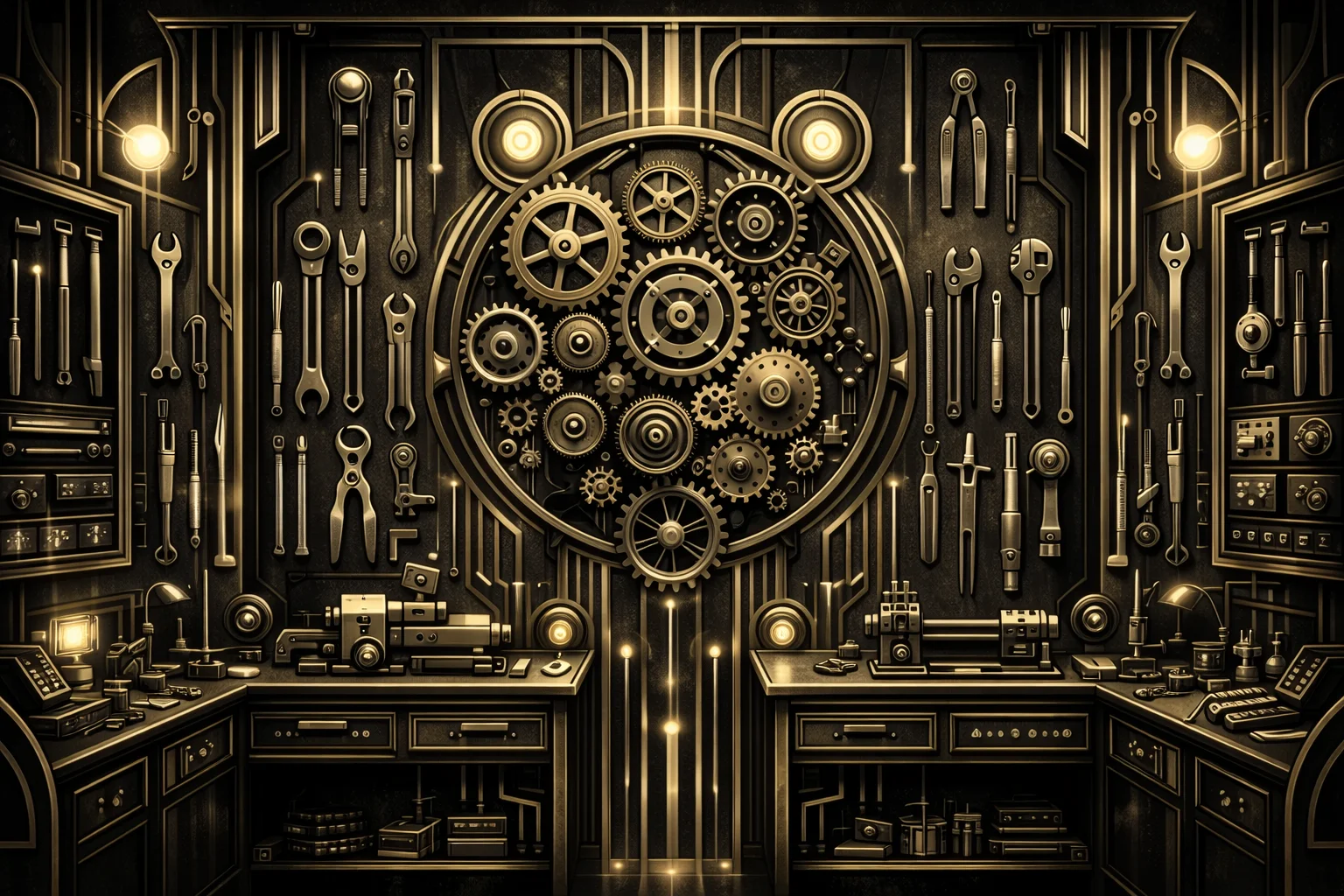 Art deco workshop with elegant tools