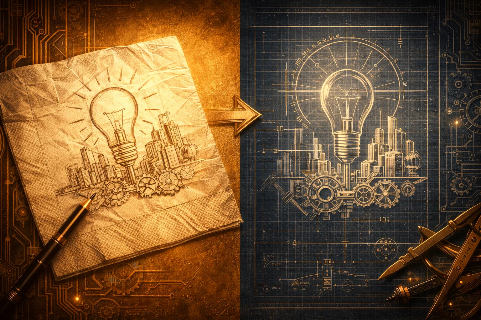 Art deco seed growing into mechanical tree